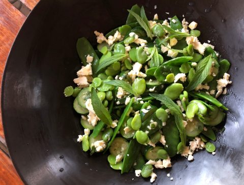 What’s cooking today: Spring salad of broad beans, mangetout, courgettes and spearmint