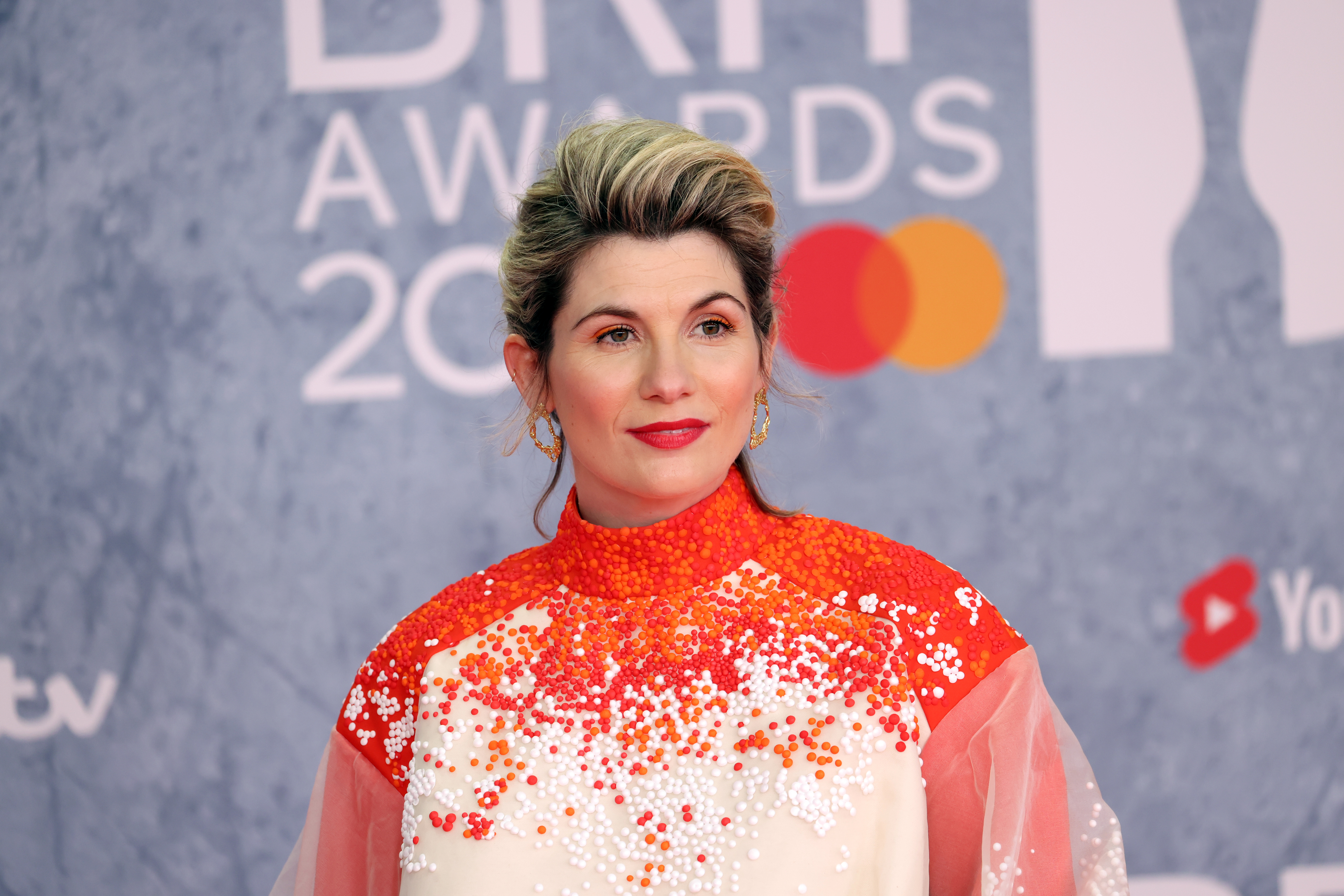 Jodie Whittaker arrives for the 42nd Brit Awards ceremony at The O2 Arena in London, Britain, 08 February 2022. 