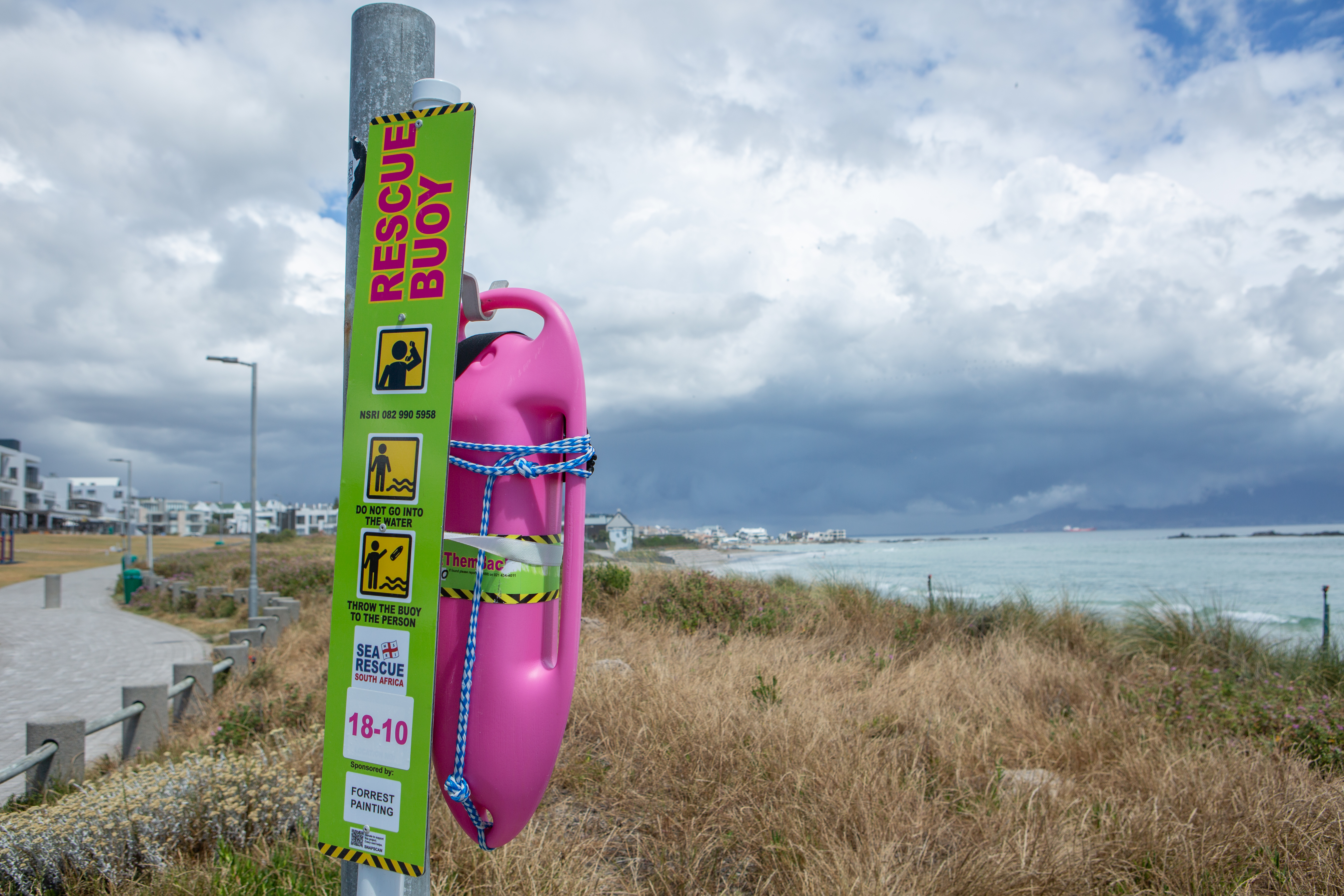 A Pink Rescue Buoy on November 17, 2021 in Cape Town, South Africa. The Pink Rescue Buoy project is part of an extensive National Drowning Prevention Campaign started by the NSRI during 2017. 