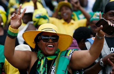ANC supporters during the January 8th statement address by President Cyril Ramaphosa (not pictured) on 08 January 2023 at the Dr Petrus Molemela Stadium in Bloemfontein. (Photo: Felix Dlangamandla / Daily Maverick)