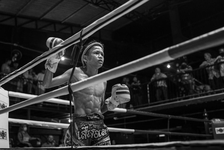 "Sealing the Ring". There are four corners and one of them is yours. This is the story of a young fighter from a Muay Thai camp in Thailand, who is fighting for the gym and his family. Taken during my stay at the camp in November 2022, I wanted to capture the emotions and explore how we can learn from traditions. © Josef Hlavka, Czech Republic, Shortlist, Professional competition, Sport, Sony World Photography Awards 2023 