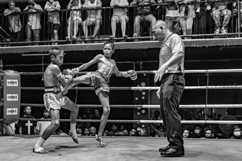 "Kicking". The second move to master is kicking. This is the story of a young fighter from a Muay Thai camp in Thailand, who is fighting for the gym and his family. Taken during my stay at the camp in November 2022, I wanted to capture the emotions and explore how we can learn from traditions. © Josef Hlavka, Czech Republic, Shortlist, Professional competition, Sport, Sony World Photography Awards 2023