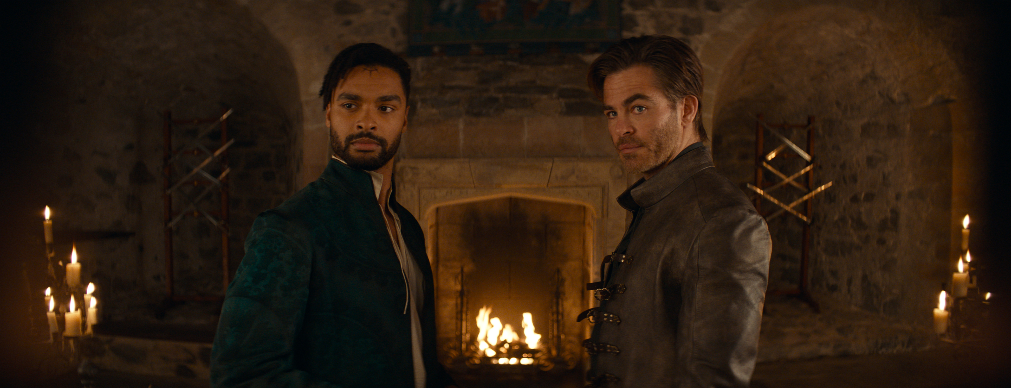 Rege-Jean Page plays Xenk and Chris Pine plays Edgin in 'Dungeons & Dragons: Honor Among Thieves'. Image: Paramount Pictures / eOne / Supplied