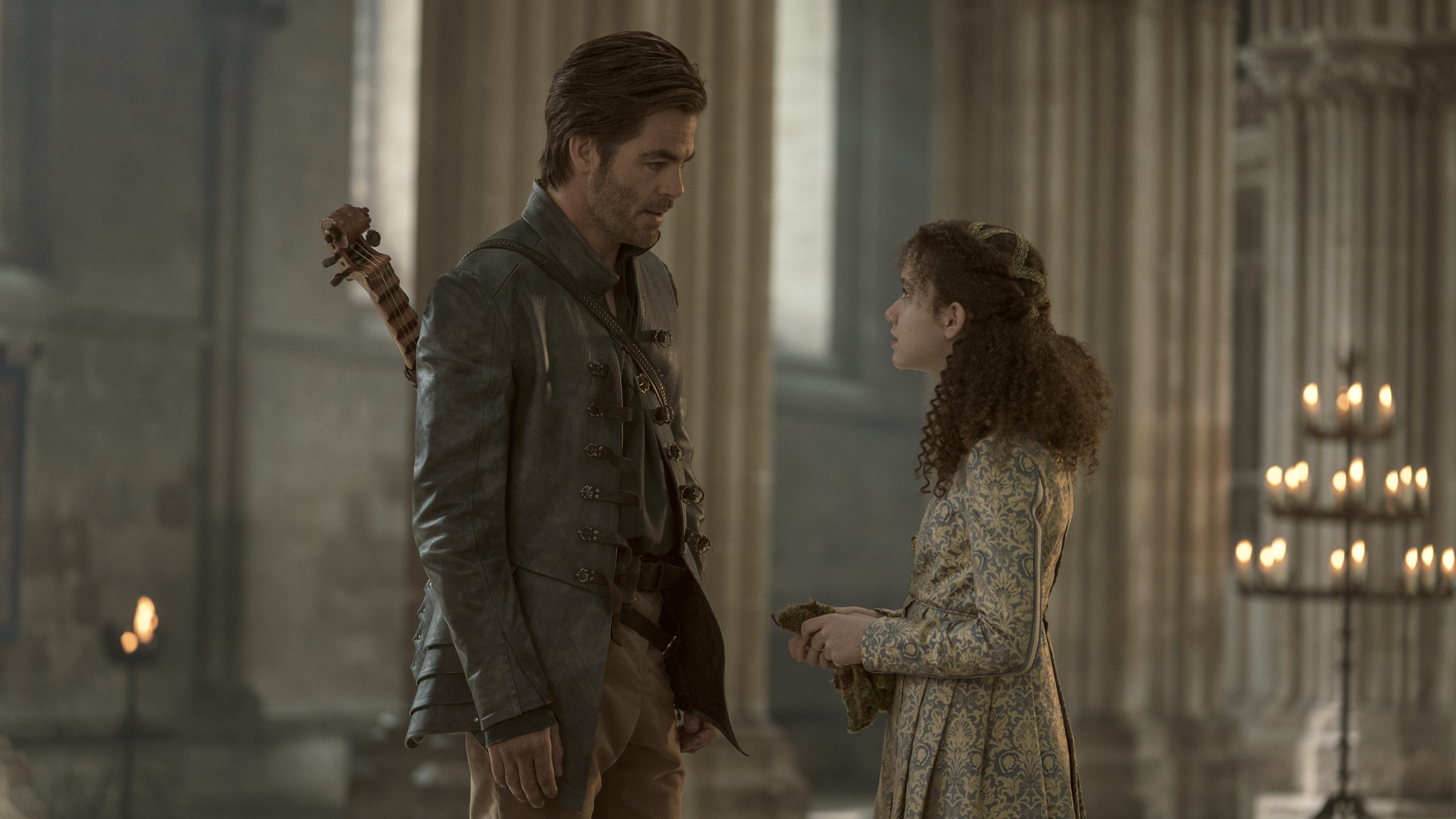 Chris Pine plays Edgin and Chloe Coleman plays Kira in 'Dungeons & Dragons: Honor Among Thieves'. Image: Paramount Pictures / eOne / Supplied