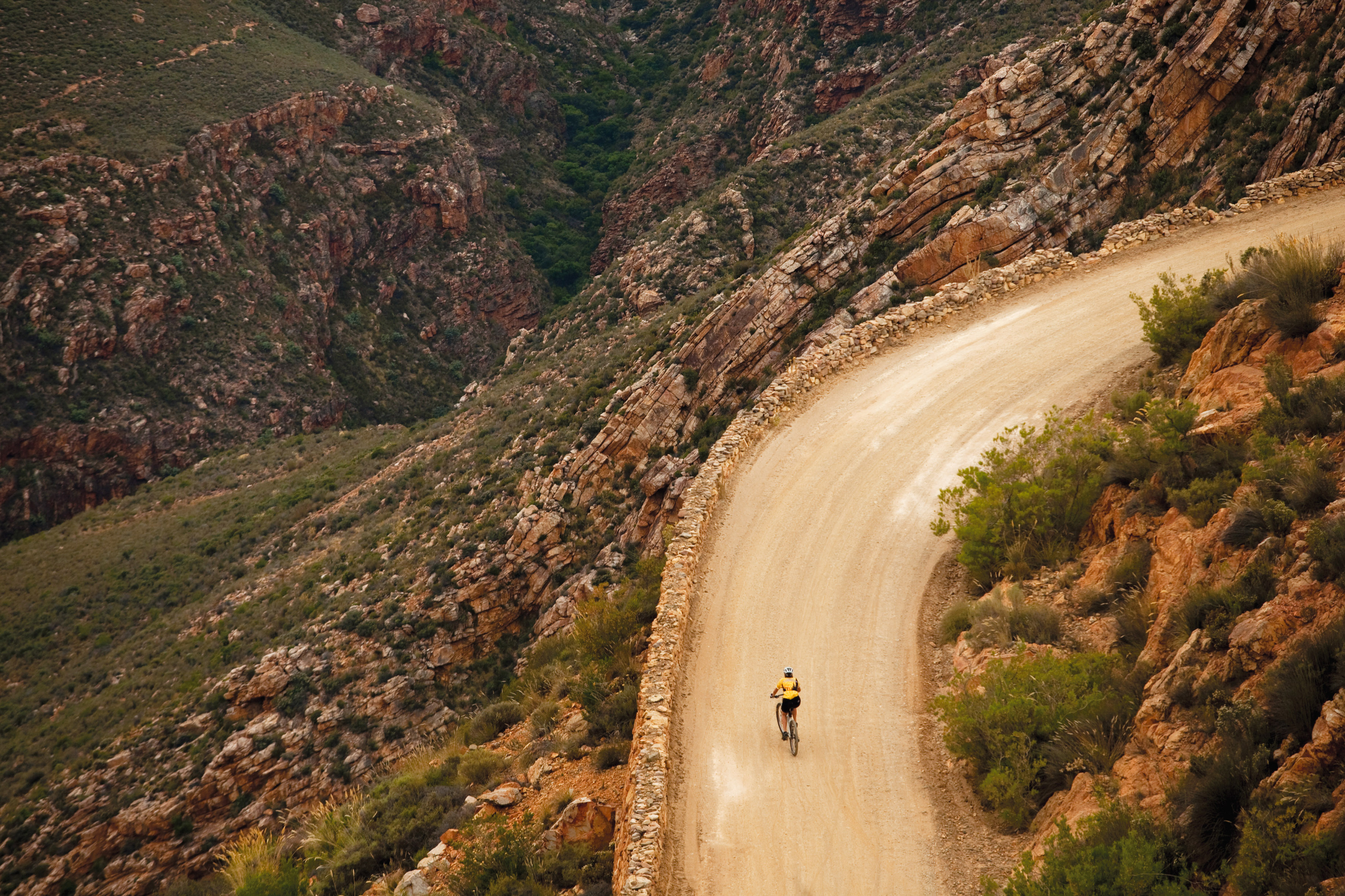 A cyclist on the Swartberg Pass, which links Prince Albert and Oudtshoorn