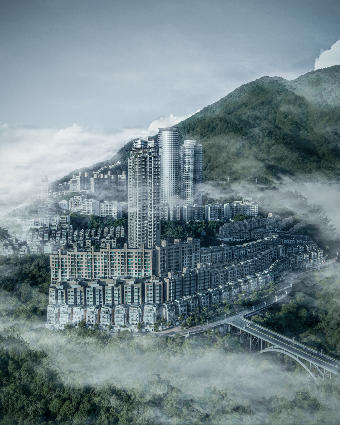 'Laputa'. The buildings in the cloudy mountains and forests look like a city in the sky. © Yichien Lee, Taiwan, Shortlist, Open Competition, Architecture, 2023 Sony World Photography Awards