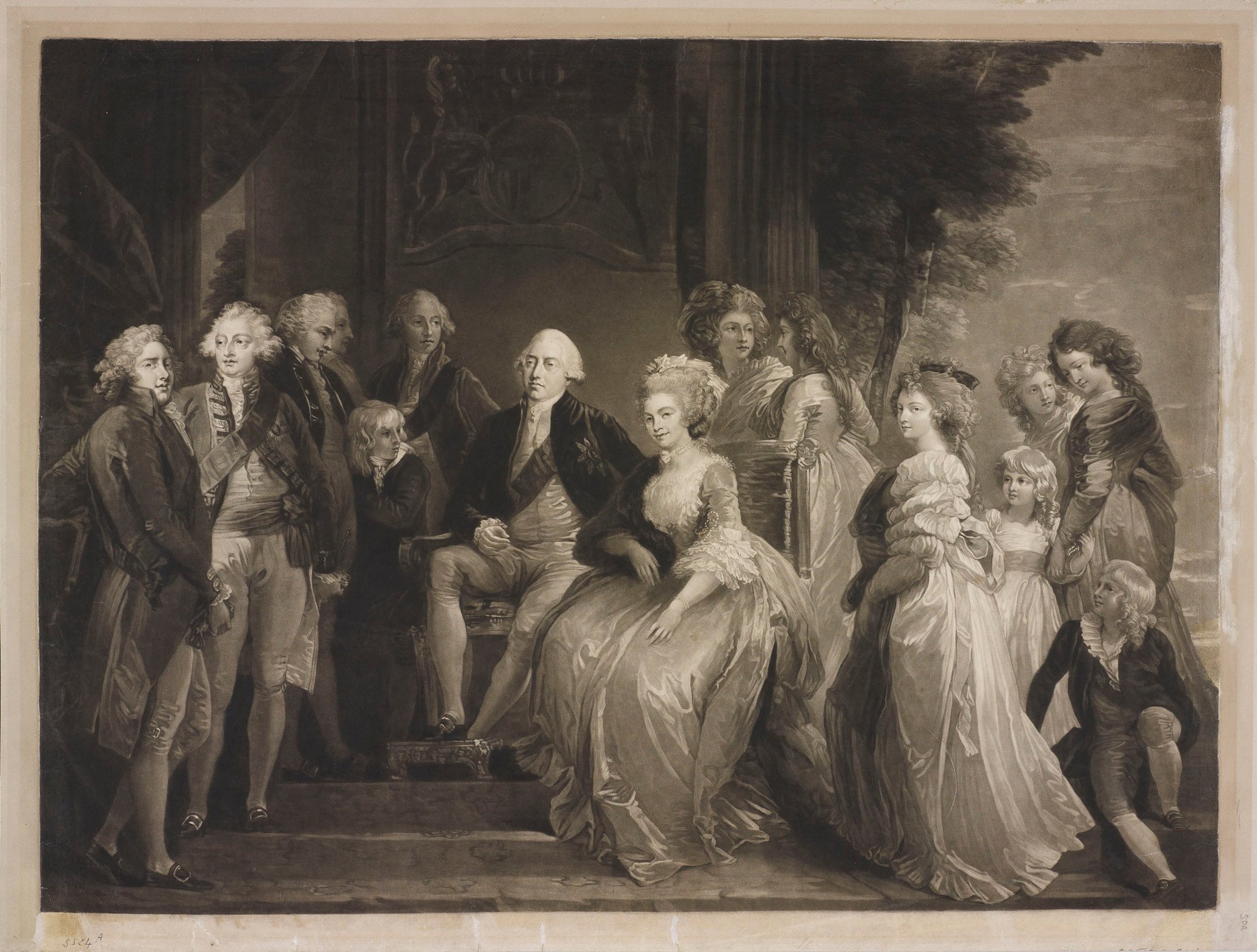 George III and Queen Charlotte With Their 13 Children by John Murphy (1794). Image: Royal Collection