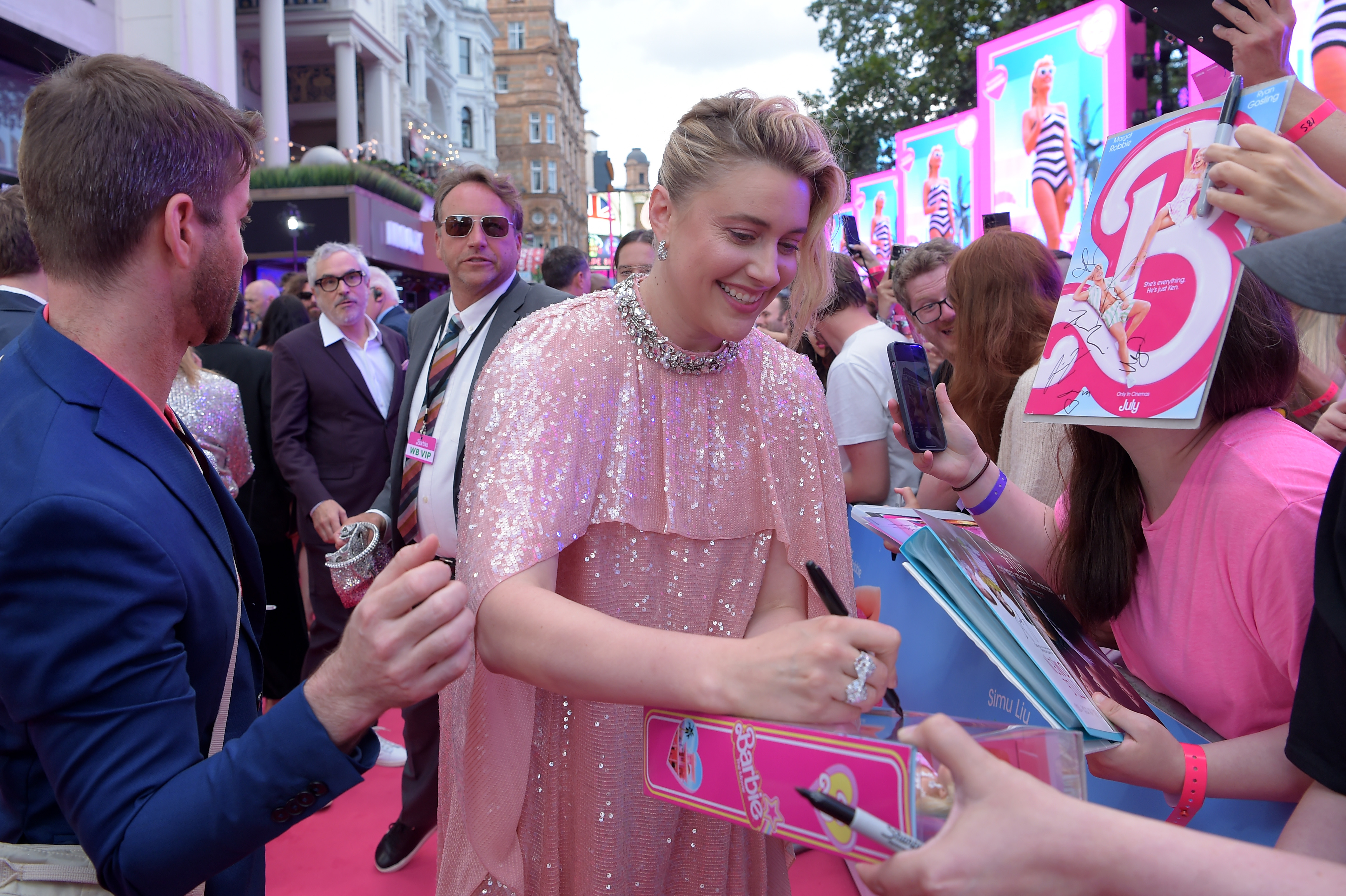 Greta Gerwig attends The European Premiere Of "Barbie" at Cineworld Leicester Square on July 12, 2023 in London, England. (Photo by Antony Jones/Getty Images for Warner Bros.)