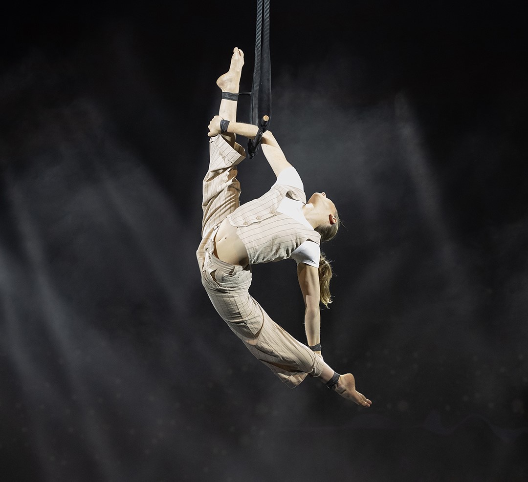 Bridgette Berning performs an aerial act in 'Moya' by the Zip Zap Circus at the Artscape Theatre. Image: Joan Ward