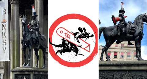Of Kissing Coppers and Molotov flower throwers: Banksy Cuts and Runs in Glasgow