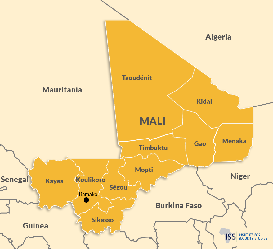 Map showing regions of Mali