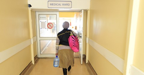 A visitor takes water for a her nephew who is a patient at KwaMhlanga Hospital on June 19, 2015 in KwaMhlanga, South Africa. (Photo by Thulani Mbele/Sowetan/Gallo Images)